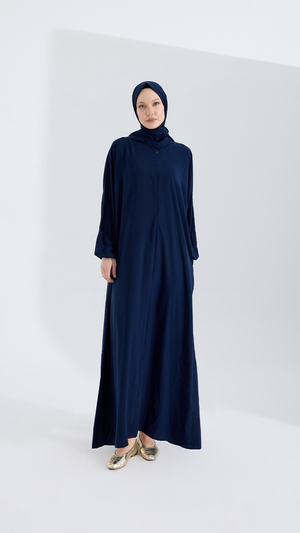 Medine ipeği sade LACİVERT abaya