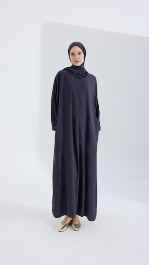 Medine ipeği sade MOR GRİ abaya