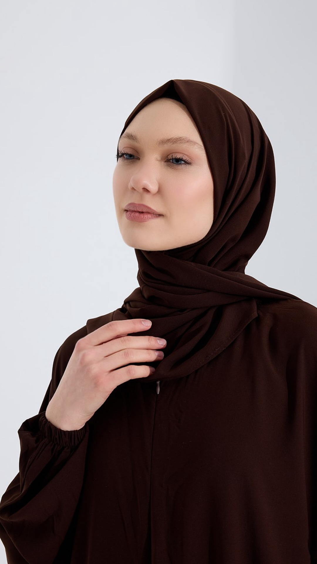Medine ipeği sade KAHVE RENGİ abaya