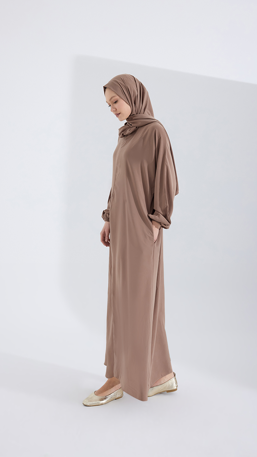 Medine ipeği sade CAMEL abaya