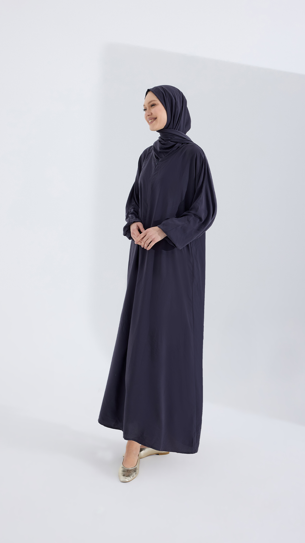 Medine ipeği sade MOR GRİ abaya