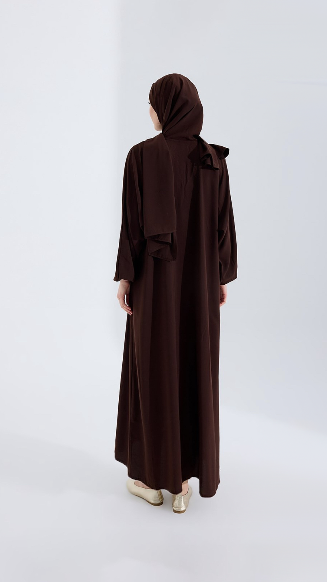 Medine ipeği sade KAHVE RENGİ abaya