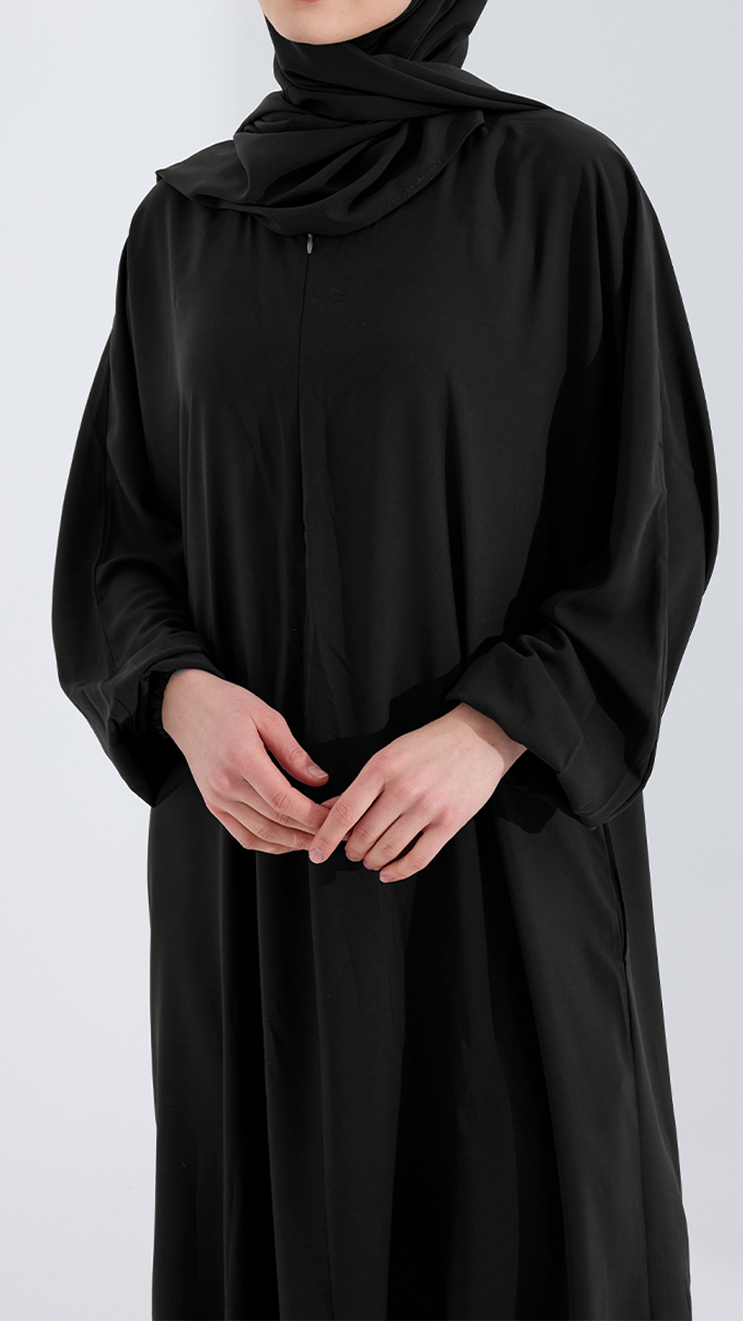Medine ipeği sade SİYAH abaya
